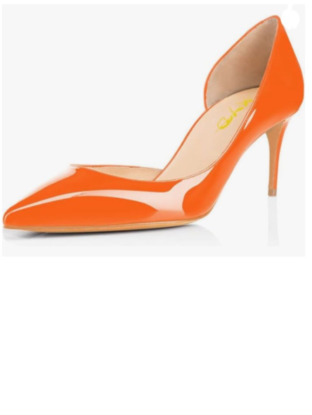 XYD Orange D'Orsay Low Heels Comfort Slip-on Pointed Toe Sexy Pumps Casual Shoes